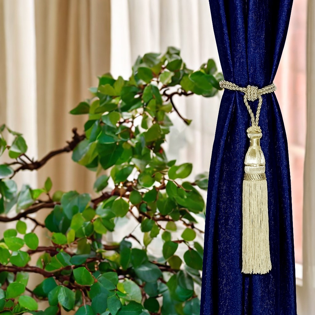Decorative Curtain Tiebacks, Designer Drapery Rope Tie back tassel hooks for Door and Windows Draperies Pack of 2 Pcs. 